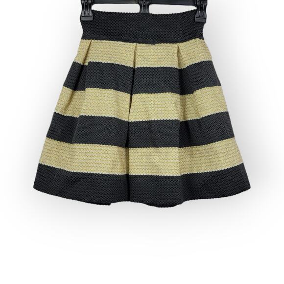 Xhilaration Pleated Black Gold Stripe Fit & Flare Mini Skirt Texture Size Small - Picture 1 of 7